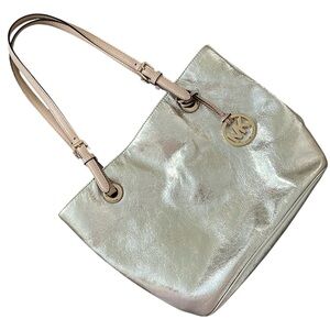 Michael Kors Jetsetter Silver Foil Tote
